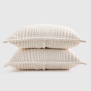 Quince Undyed Organic Cotton Channel Stitch King Sham Covers Pillow Case Cream